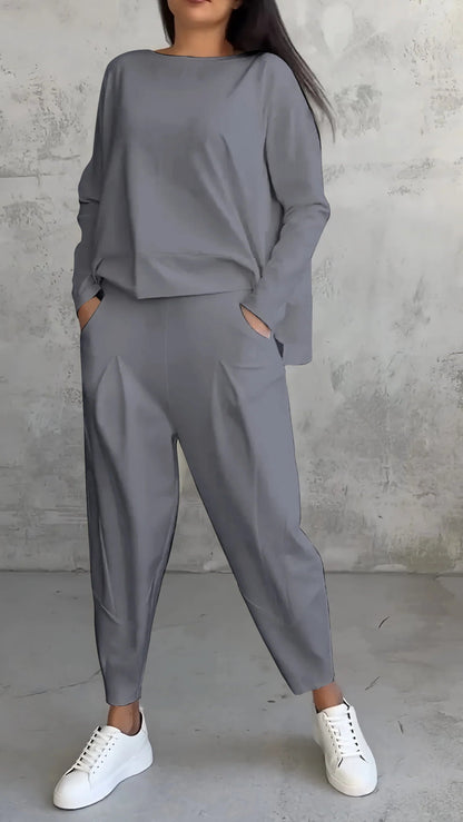 Women's 2 Piece Long Sleeve Lounge Set And Pants