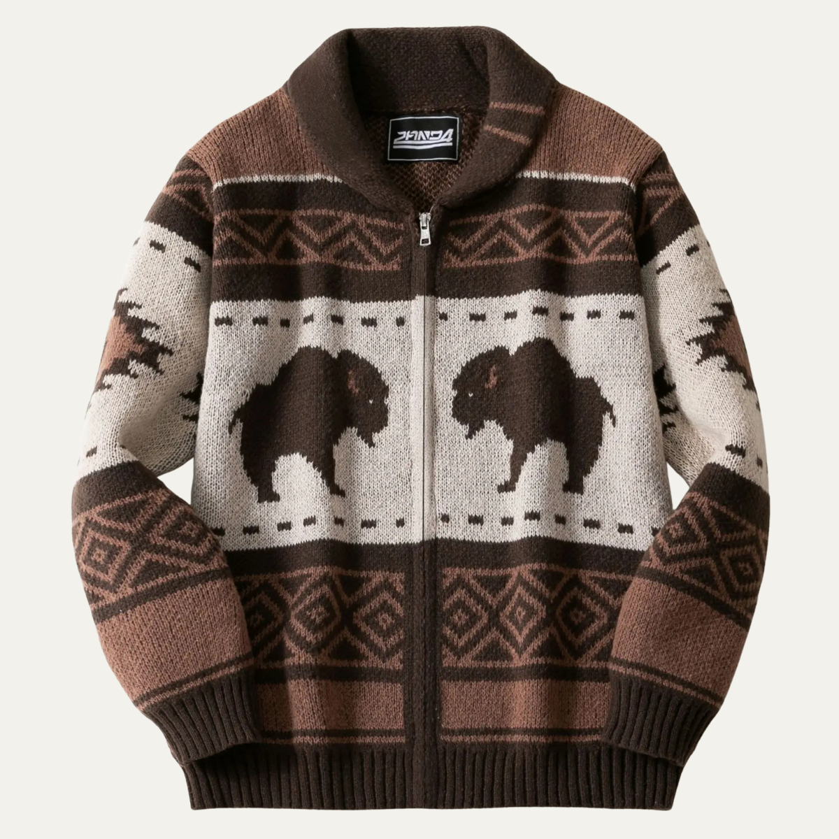 St Andrews Men's Buffalo Print Cardigan - Vonnera