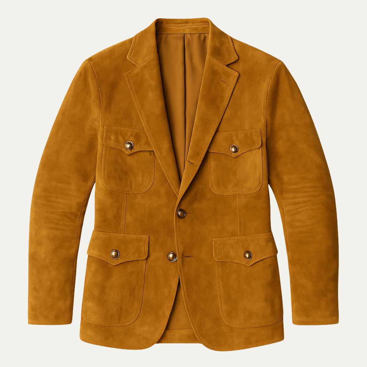 Men's Suede Look Blazer Multi Pocket Casual - Vonnera