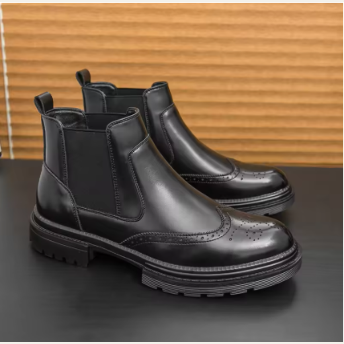 Men's Leather Chelsea Boots Anti Slip Sole Vintage Style