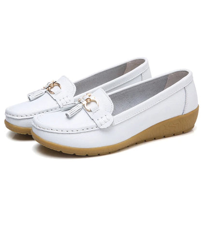 Women's Leather Cut-Out Ballerina Flats