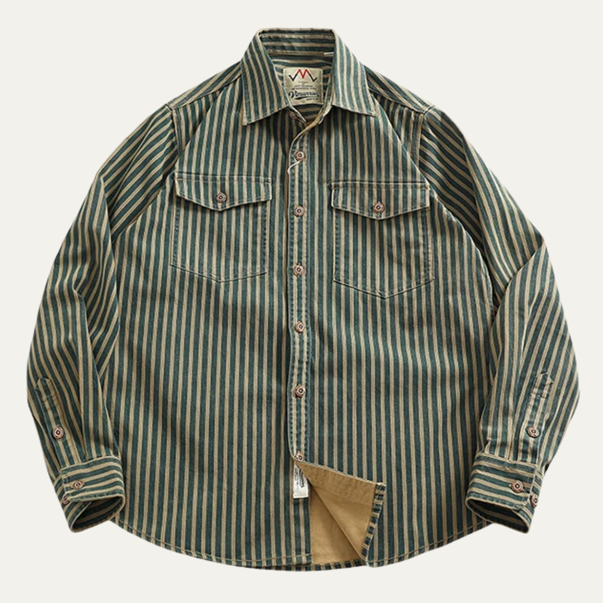 Men's Vertical Stripe Denim Shirt - Vonnera