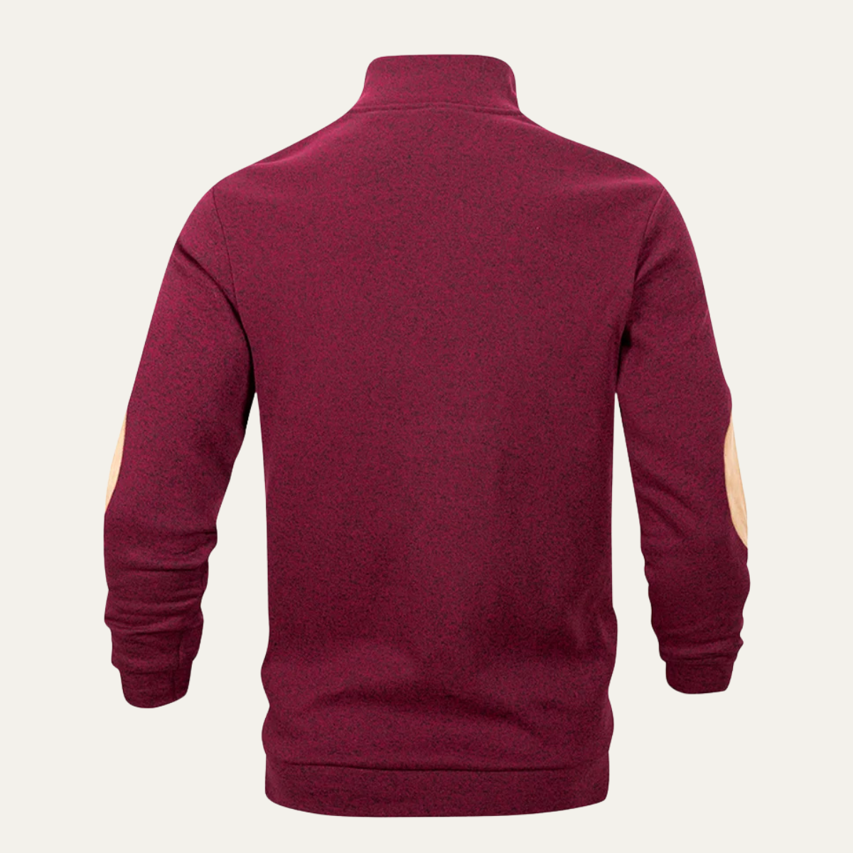 Men's Stand Collar Fleece Sweater Elbow Patches
