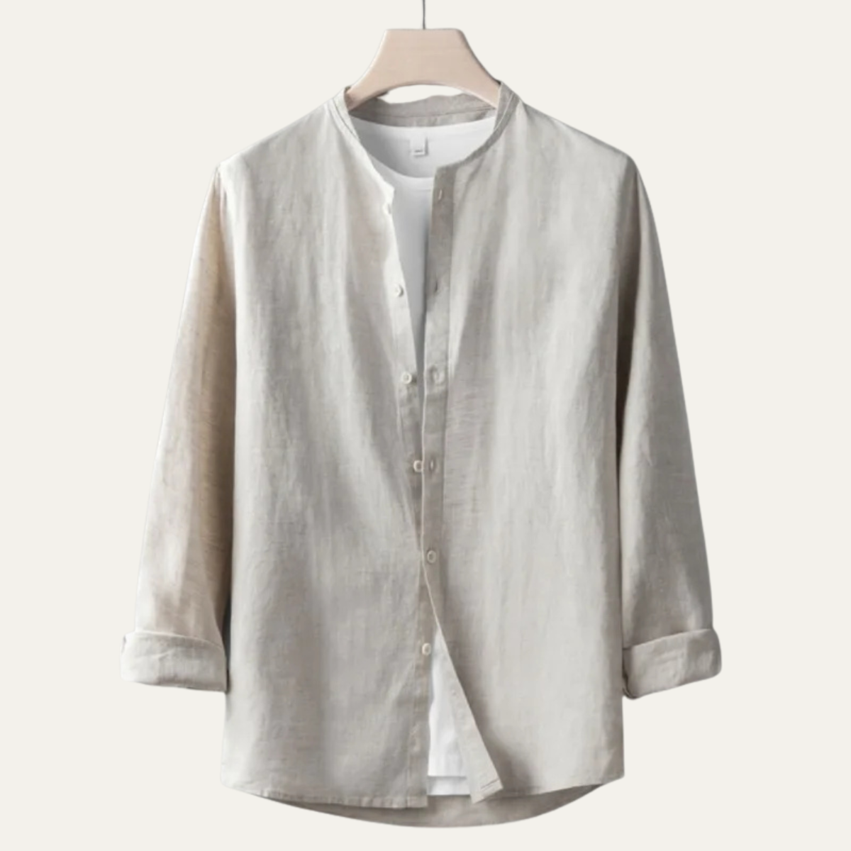 Men's Linen Shirt Thin Round Neck Vintage Style - Vonnera