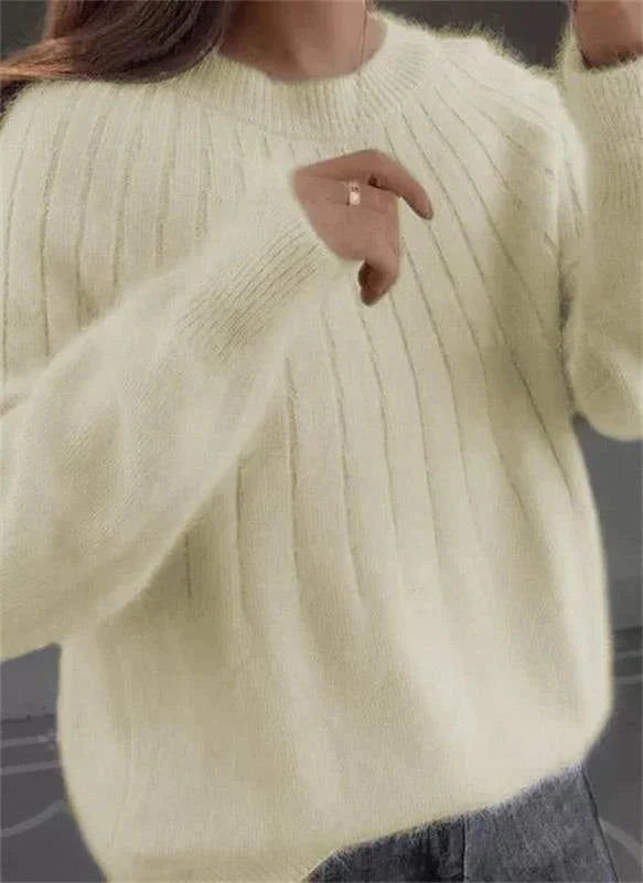 Women's Cashmere Feel Knitted Jumper Soft Warm Beige