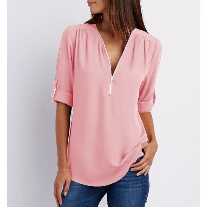 Women's V-Neck Blouse Pink - Vonnera