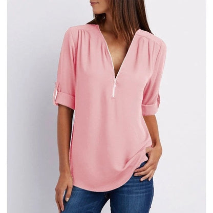 Women's V-Neck Blouse Pink - Vonnera