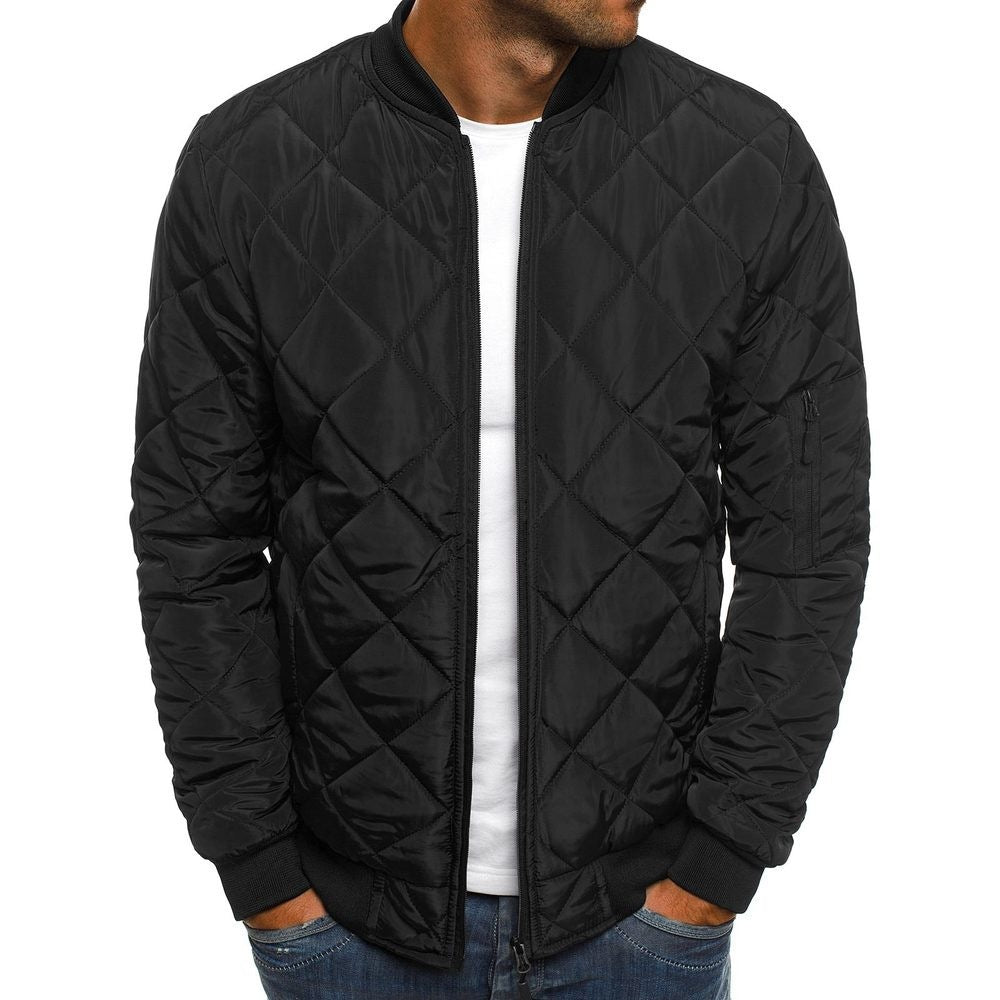 Men's Quilted Bomber Jacket Lightweight Diamond Stitching - Vonnera