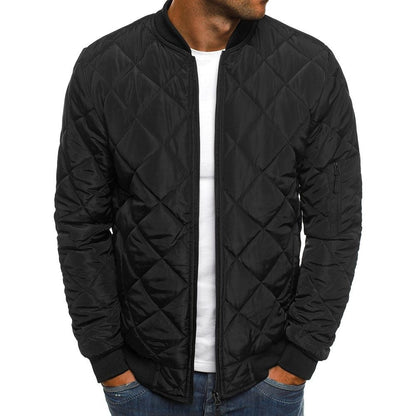 Men's Quilted Bomber Jacket Lightweight Diamond Stitching - Vonnera