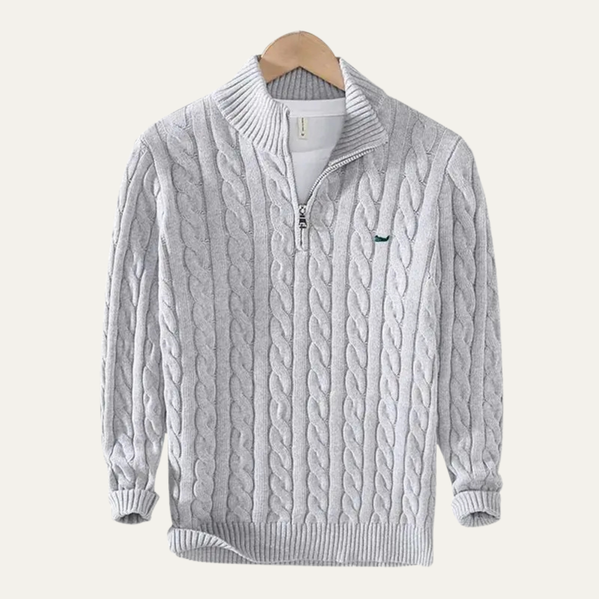 Men's Cable Knit Sweater Quarter Zip Warm