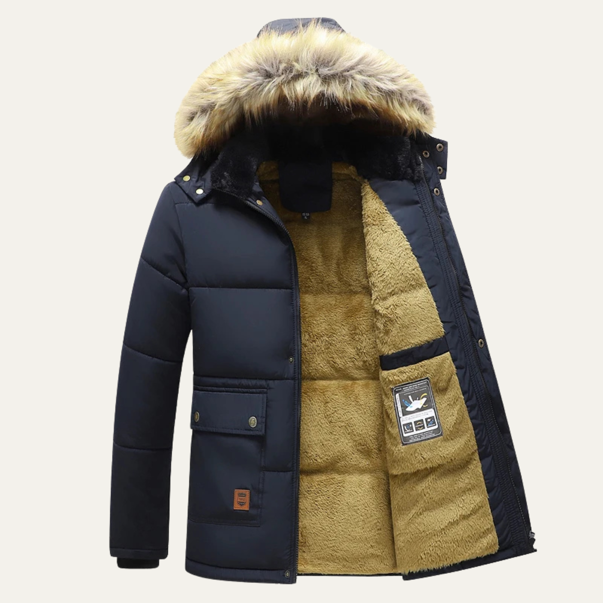 Men's Winter Parka Jacket Fur Collar Warm Hooded - Vonnera