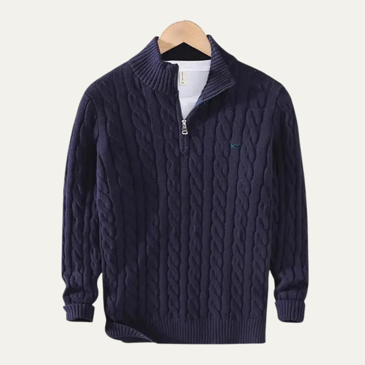 Men's Cable Knit Sweater Quarter Zip Warm