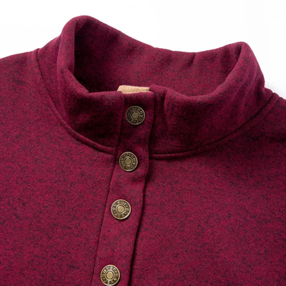 Men's Stand Collar Fleece Sweater Elbow Patches