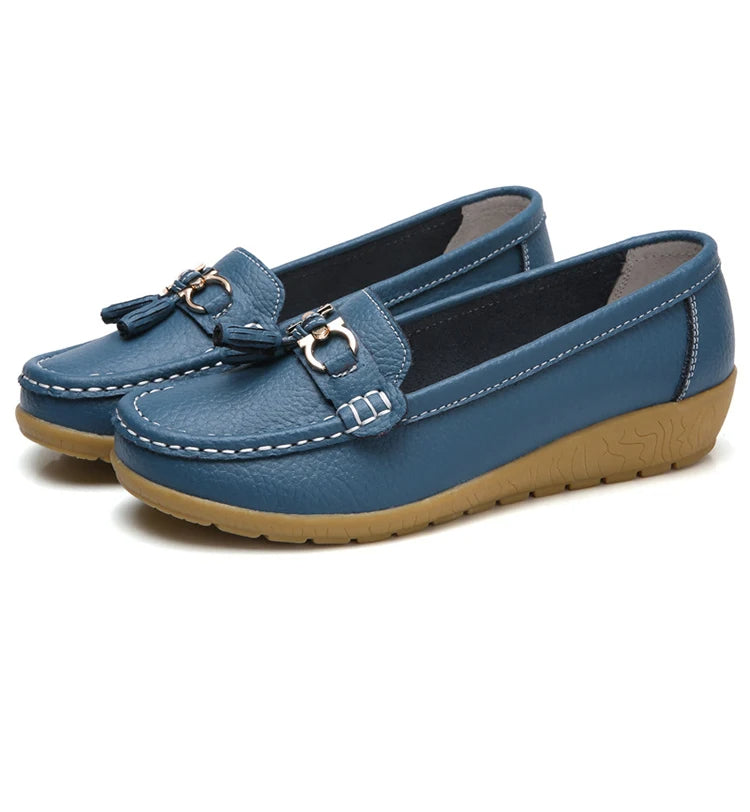 Women's Leather Cut Out Ballet Flats