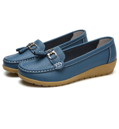 Women's Leather Cut-Out Ballerina Flats