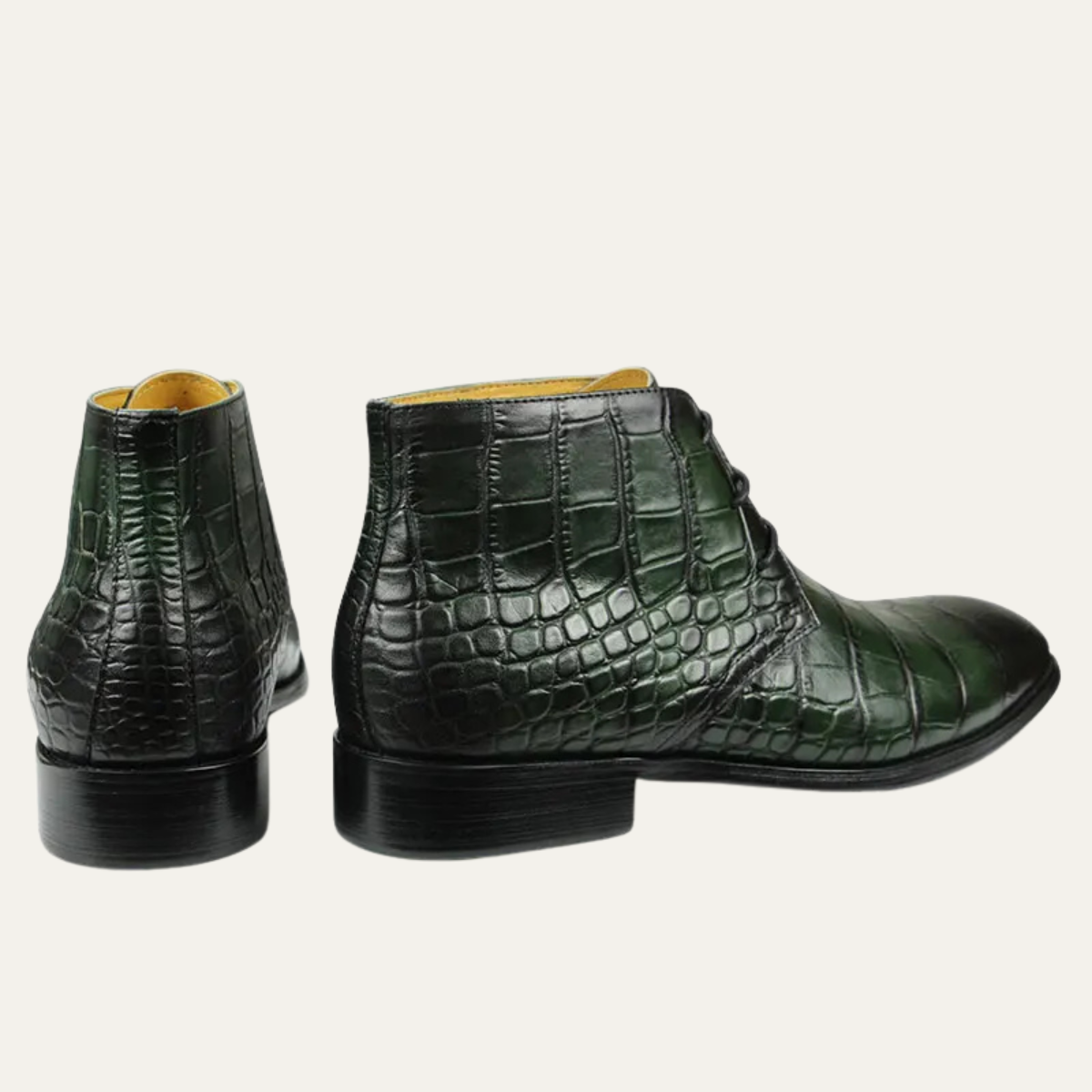 Men's Crocodile Leather Boots Lace-Up Brown