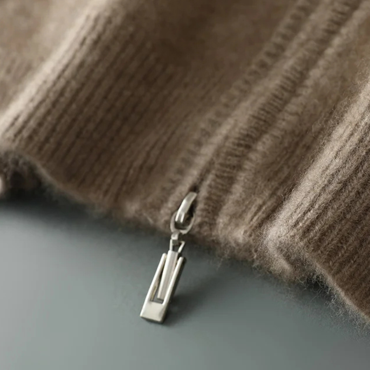 Men's Wool Cardigan Soft Warm Zip Up Knit Grey