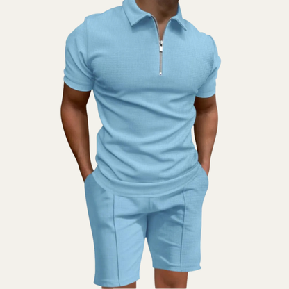 Men's Polo Shirt And Shorts Set Cotton Summer