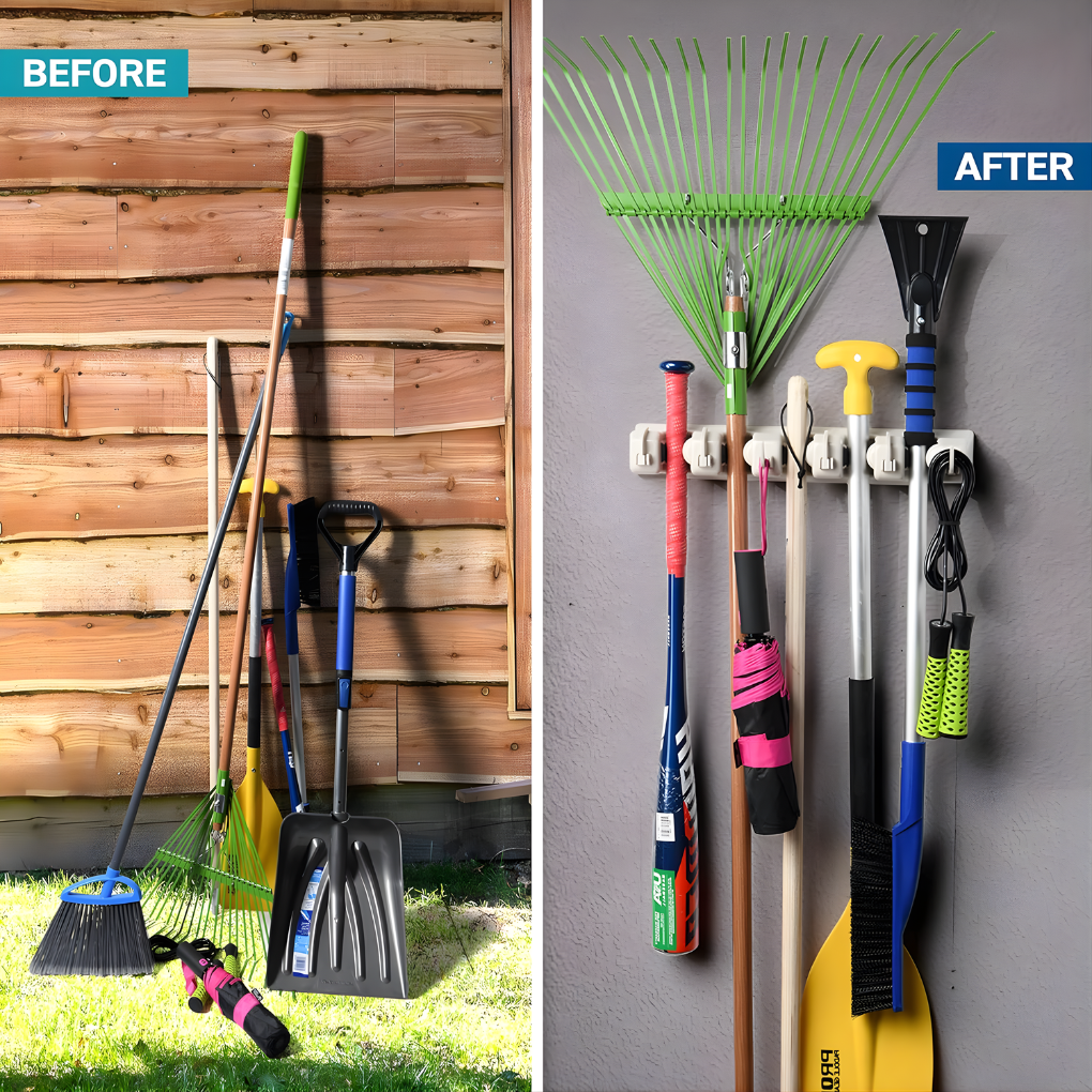 Wall Mount Tool Holder Broom Organizer