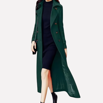 Women's Long Coat Shawl Collar Wool Belted