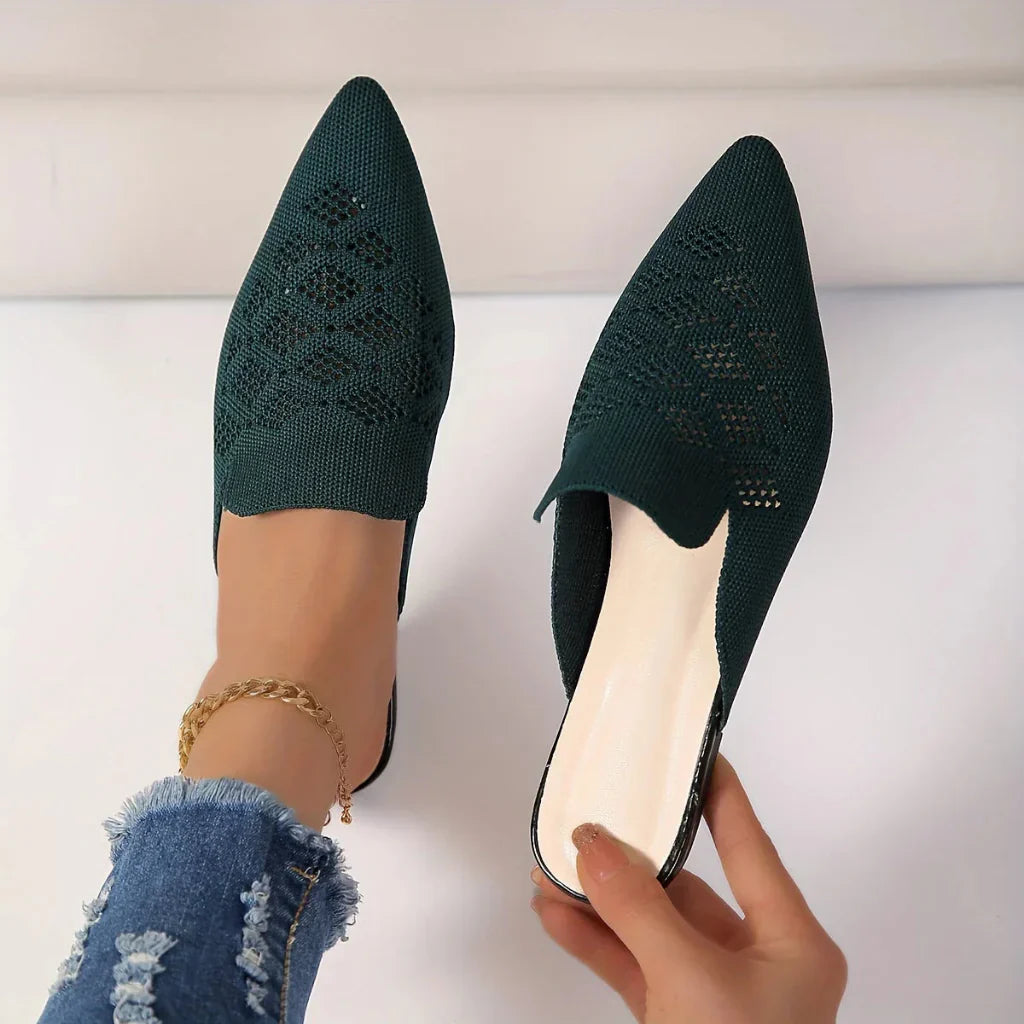 Women's Knitted Flat Mule Shoes