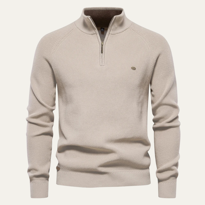 Men's Casual Mock Neck Knit Sweater Button Collar