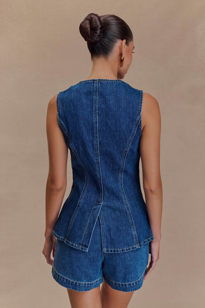 Chic Women's Denim Two-Piece Set - Trendy and Comfortable