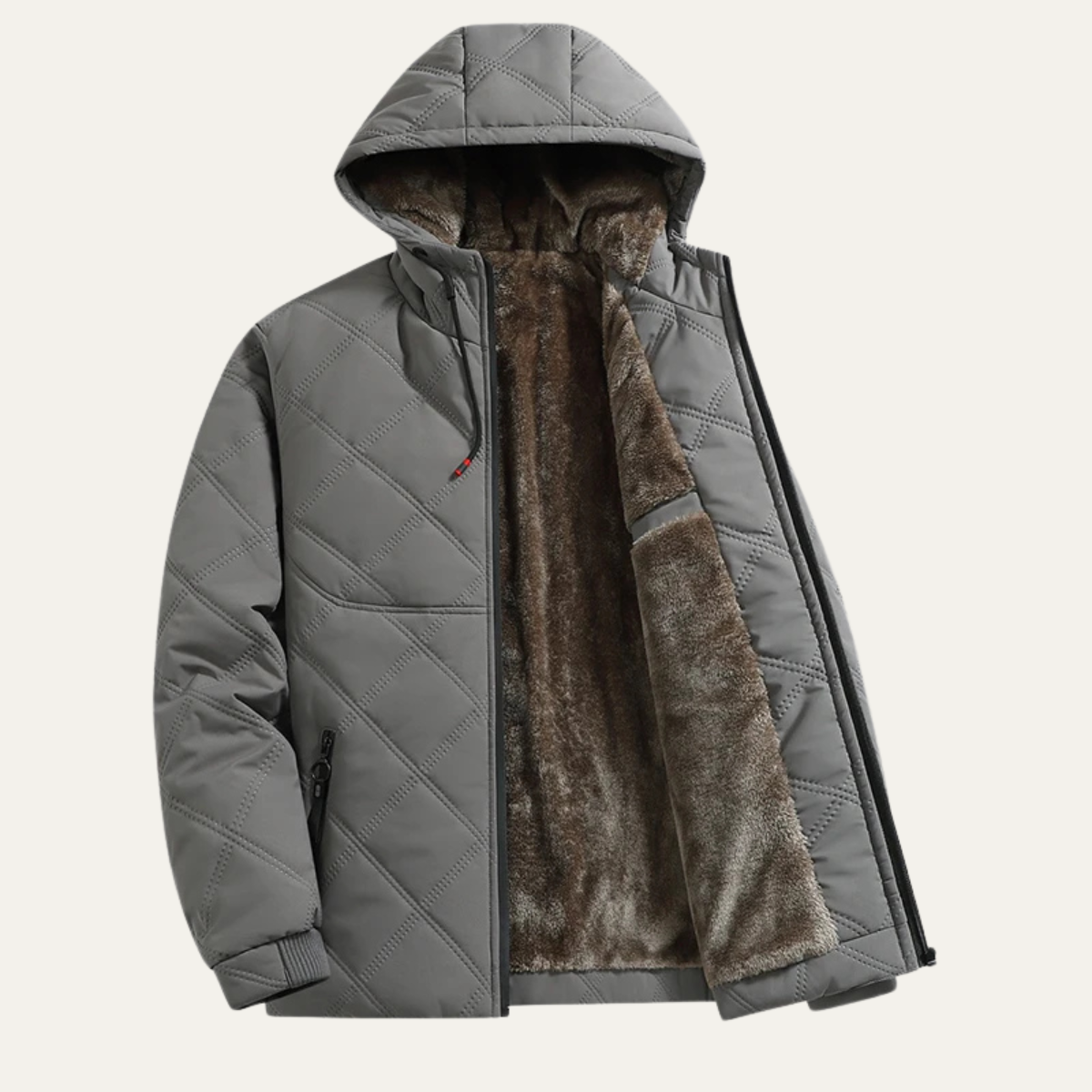 Men's Quilted Hooded Winter Jacket Fleece Lined - Vonnera