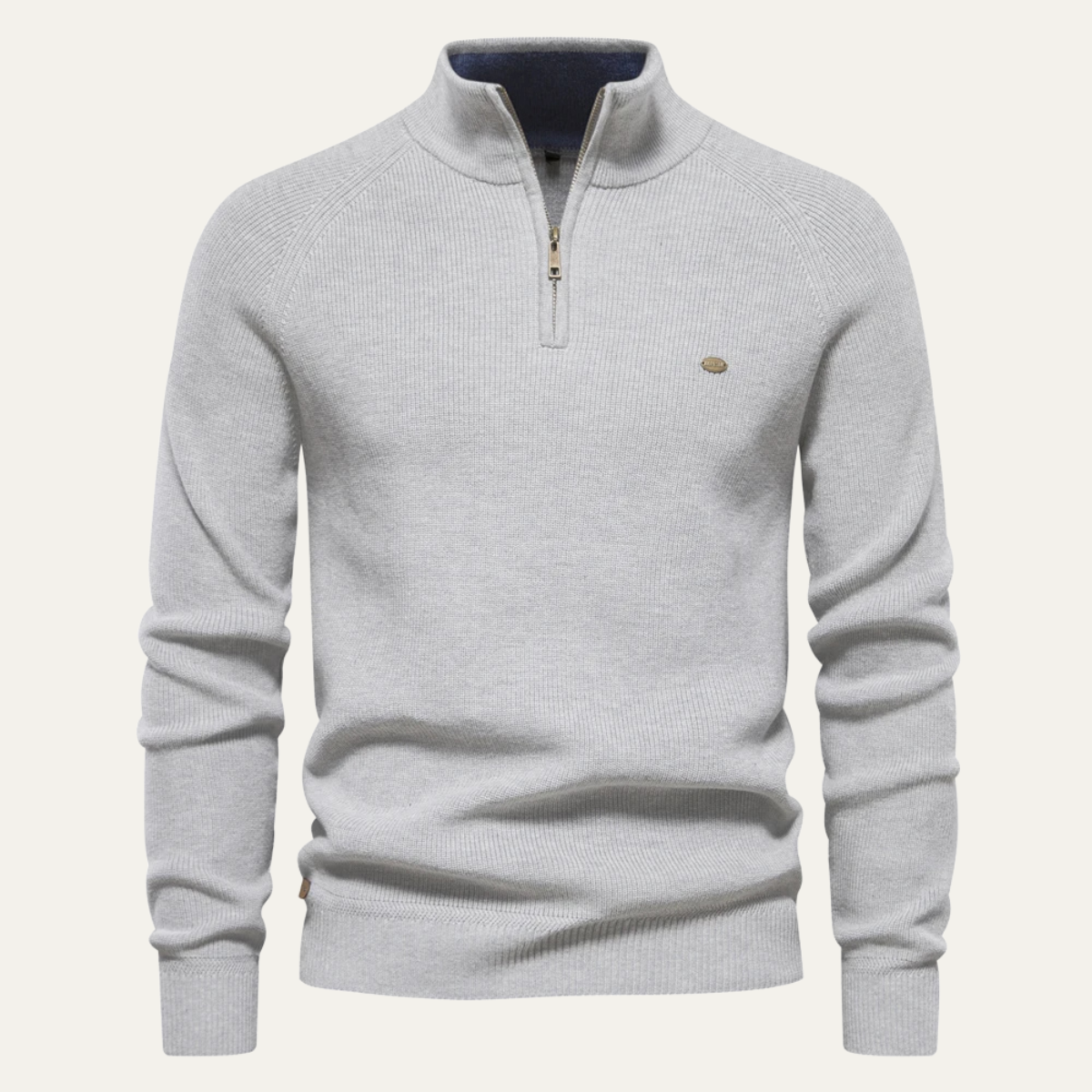 Men's Casual Mock Neck Knit Sweater Button Collar