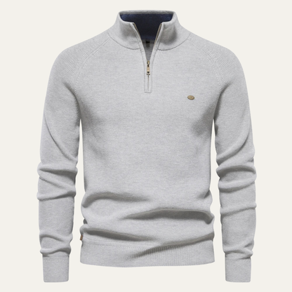 Men's Casual Mock Neck Knit Sweater Button Collar