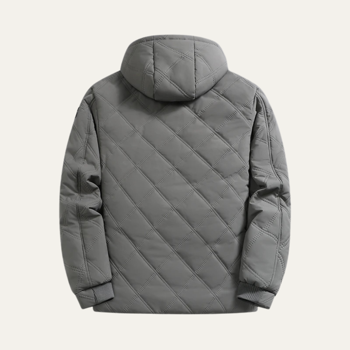 Men's Quilted Hooded Winter Jacket Fleece Lined