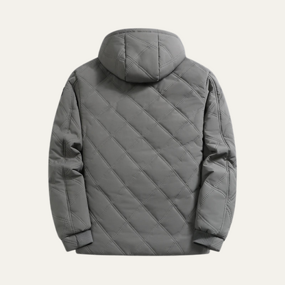 Men's Quilted Hooded Winter Jacket Fleece Lined