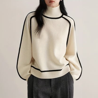 Women's Contrast Turtleneck Sweater - Vonnera