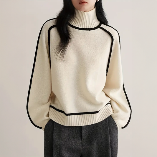 Women's Contrast Turtleneck Sweater - Vonnera