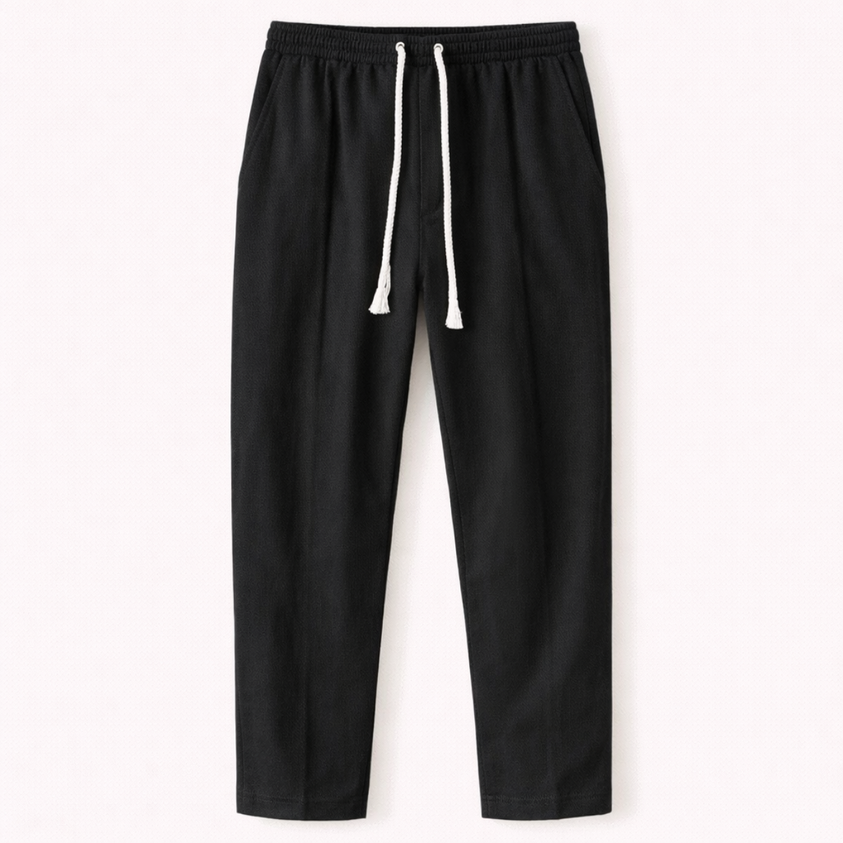 Men's Linen Blend Drawstring Pants Lightweight Beige - Vonnera