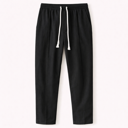 Men's Linen Blend Drawstring Pants Lightweight Beige - Vonnera