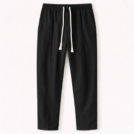 Men's Linen Blend Drawstring Pants Lightweight Beige - Vonnera