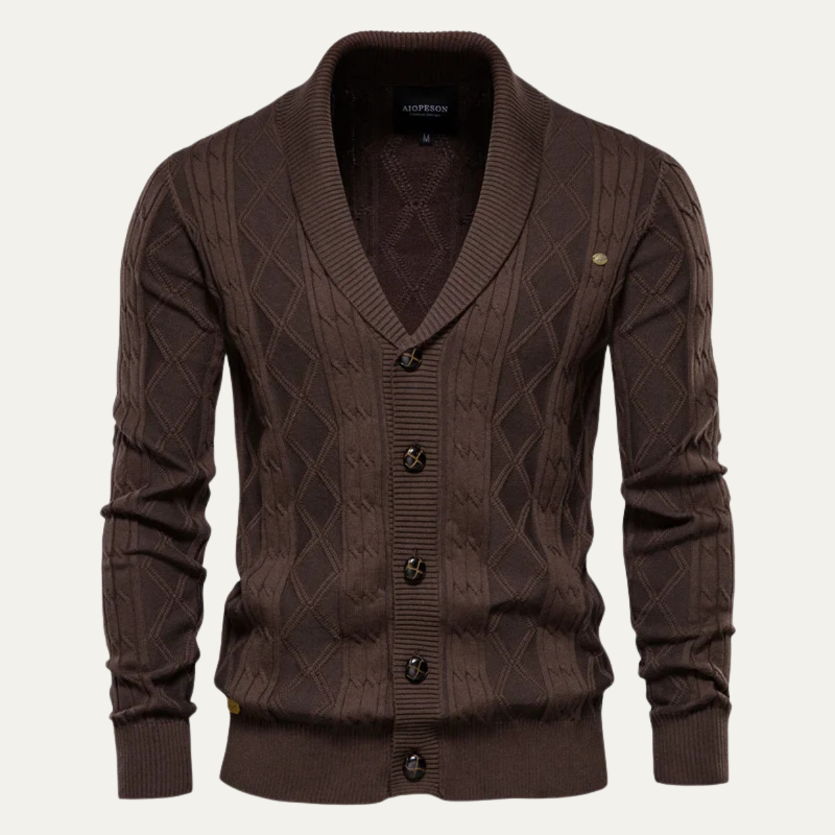 Brecon Men's Cable Knit Cardigan Button Front - Vonnera