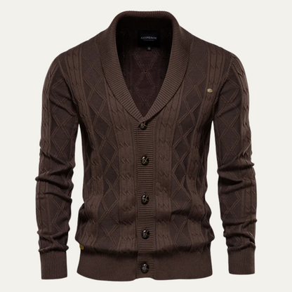 Brecon Men's Cable Knit Cardigan Button Front - Vonnera