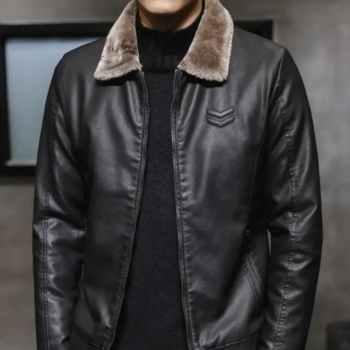 Menton Men's Shearling Leather Jacket Fleece Lined