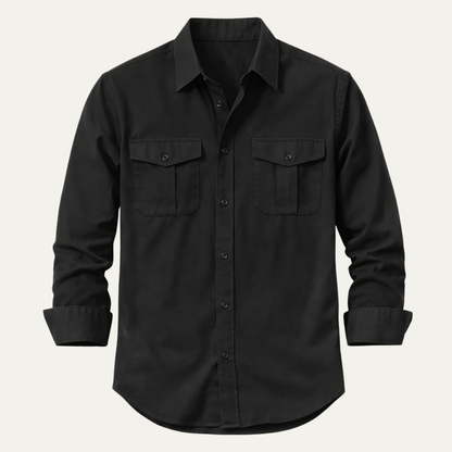 Men's Linen Casual Shirt Double Pocket Beige - Vonnera