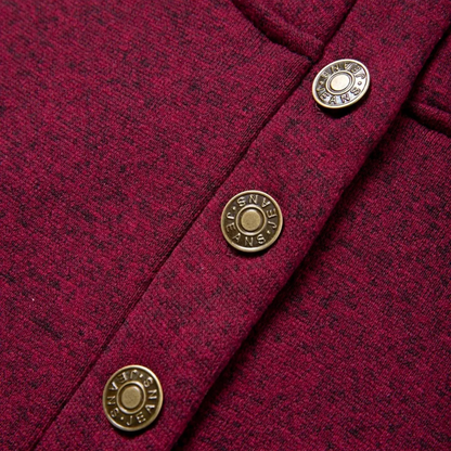 Men's Stand Collar Fleece Sweater Elbow Patches