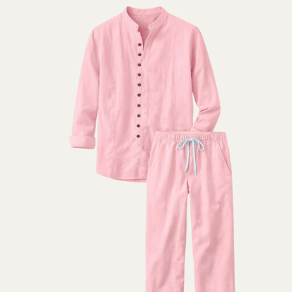 Men's Retro Cotton Linen Shirt Pants Set - Vonnera
