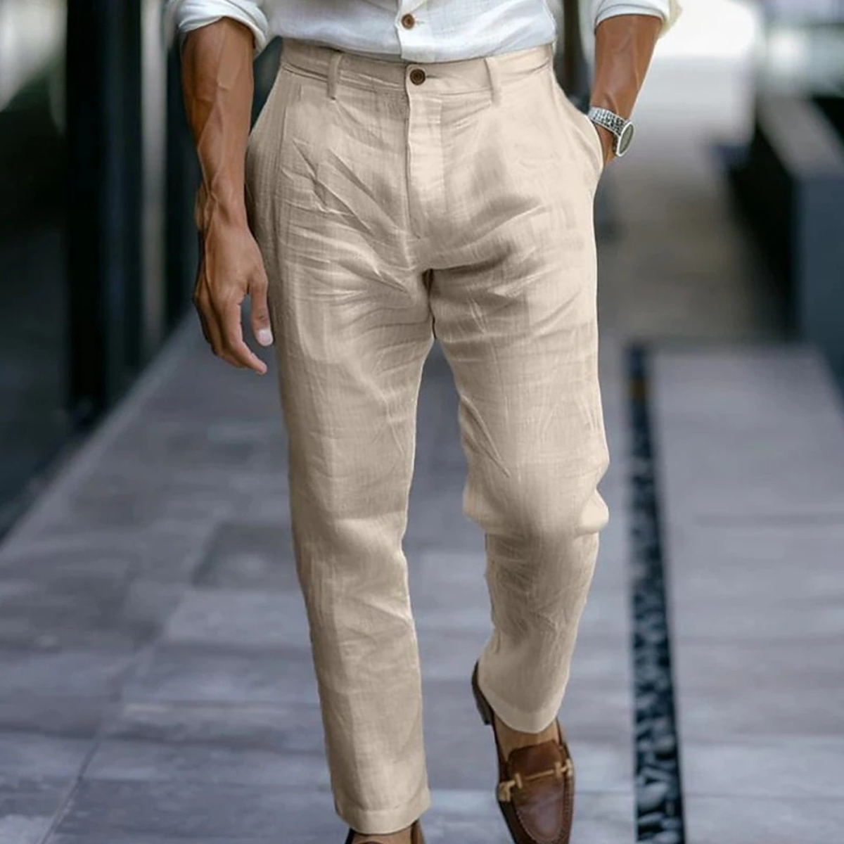 Men's Ankle Length Beach Trousers With Pockets