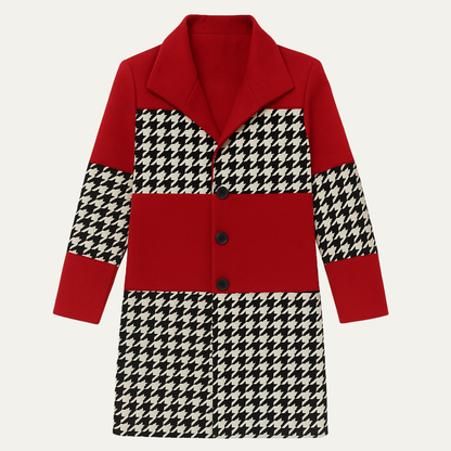 Men's Patchwork Geometric Long Jacket with Pockets - Vonnera