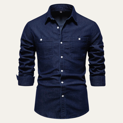 Men's Slim Fit Denim Shirt Double Pockets - Vonnera