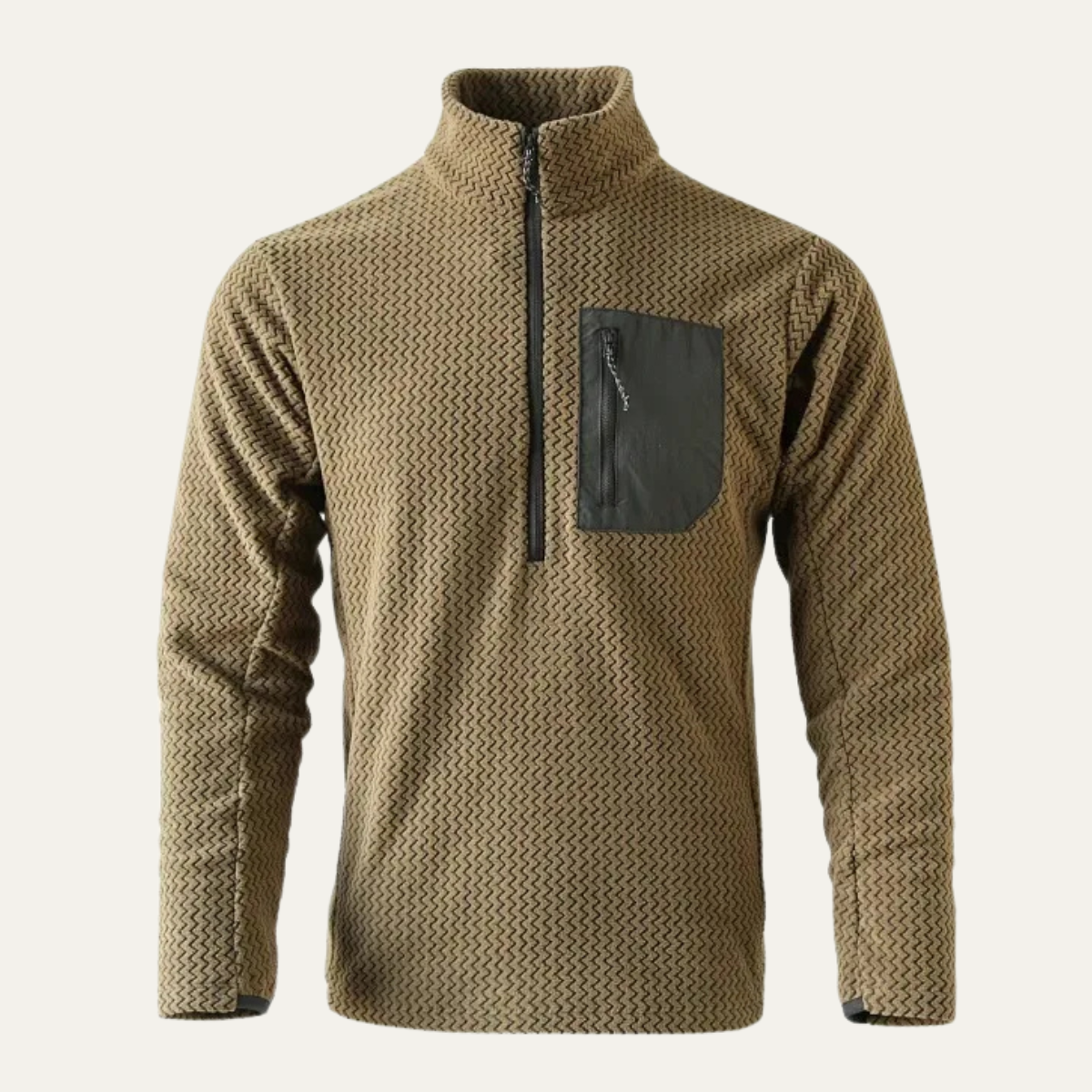 Men's Half Zip Fleece Sweater Chest Pocket - Vonnera