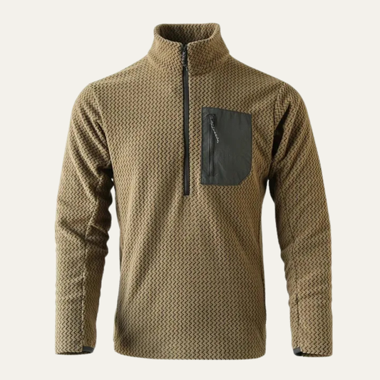 Men's Half Zip Fleece Sweater Chest Pocket - Vonnera