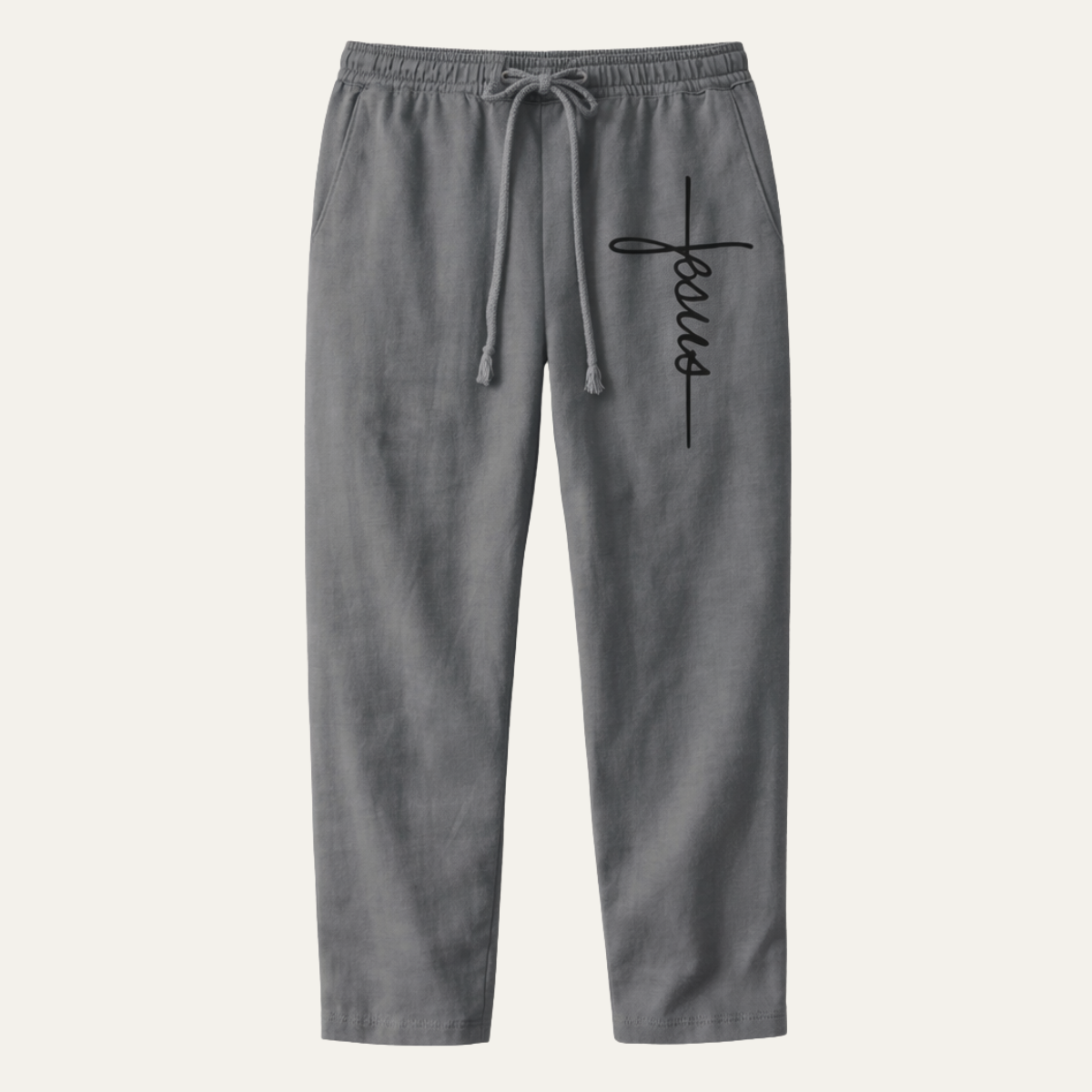 Men's Linen Drawstring Pants Relaxed Fit Beige - Vonnera