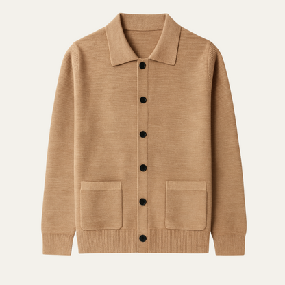 Men's Knit Cardigan Button Front Turn Down Collar - Vonnera